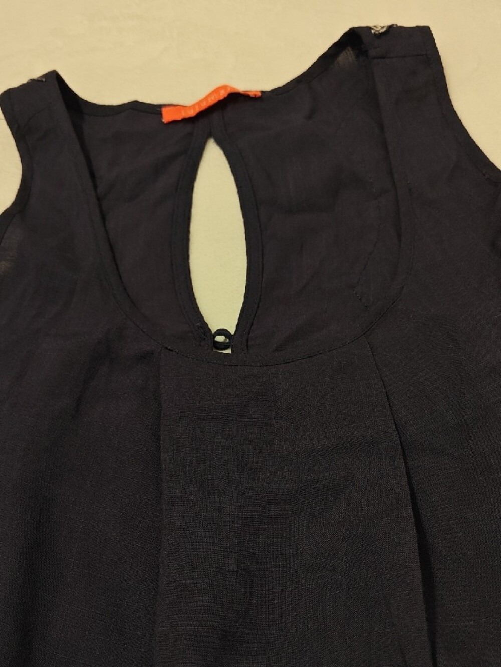 Lulumari Navy Tank Top with Ivory Embroidery - Picture 6 of 13
